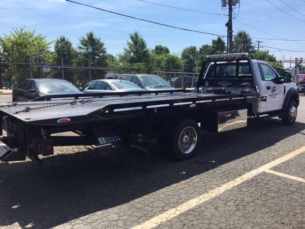 Double A Towing flatbed truck, rear view